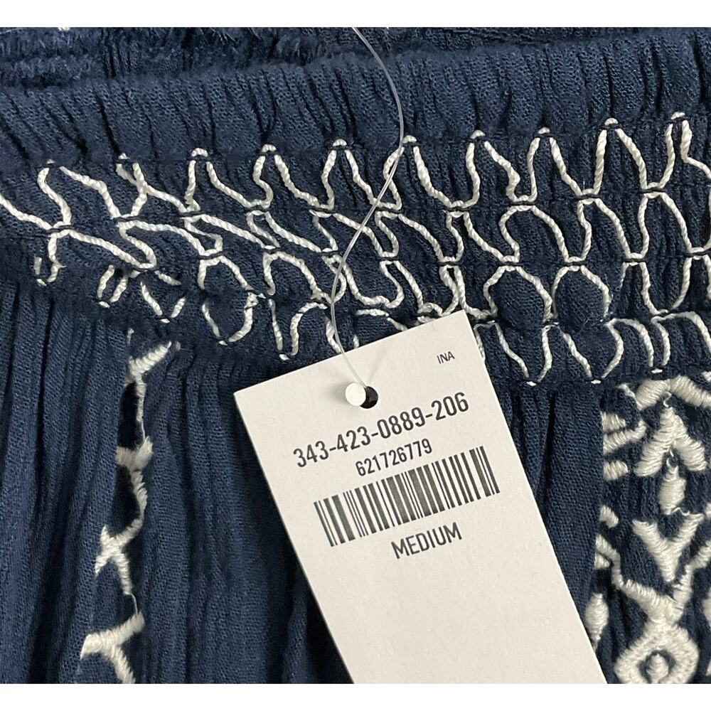 HOLLISTER Mini Skirt Blue Embroidered NWT NEW Pull On Pleated sz M Y2K Boho - Picture 7 of 12